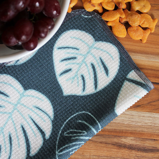 Dish Cloth/Reusable Napkin - Monstera Blue