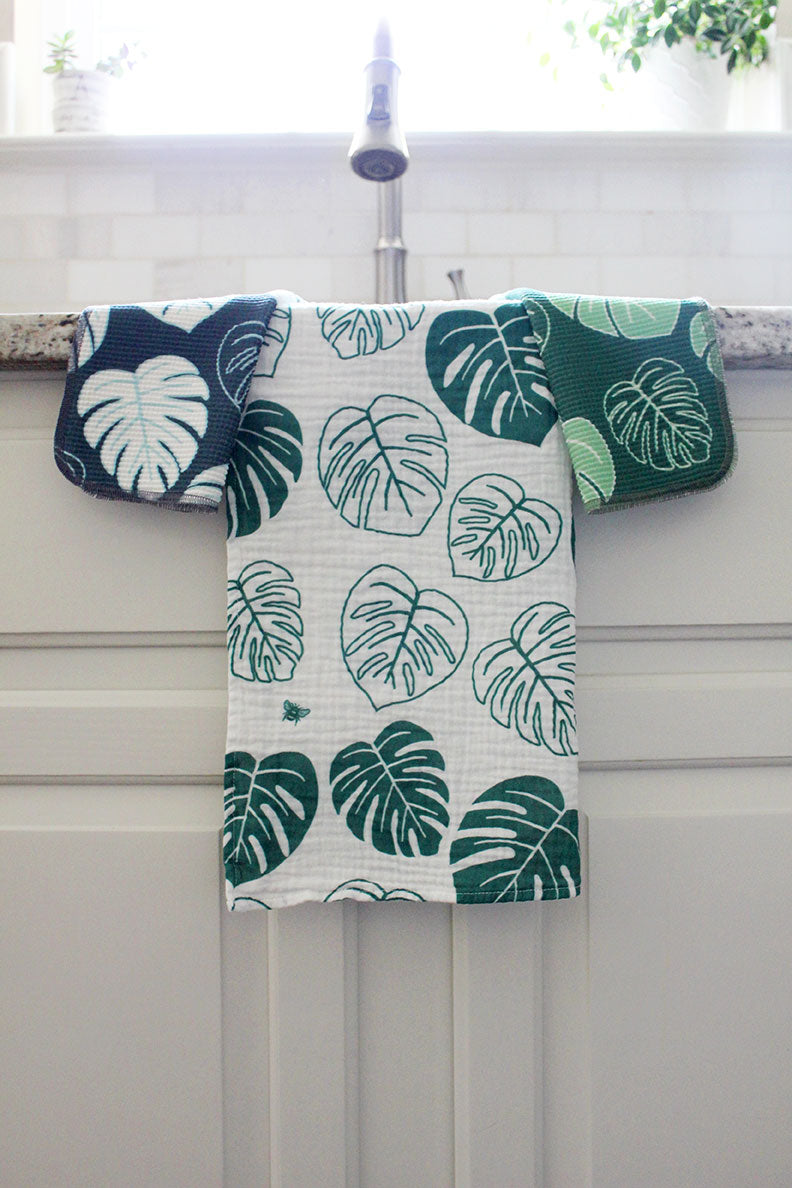 Dish Cloth/Reusable Napkin - Palm Leaves Purple