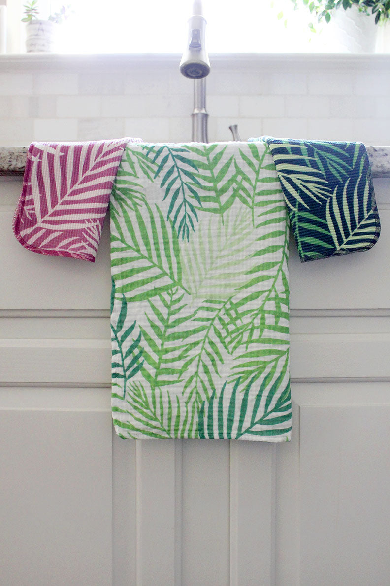 Dish Cloth/Reusable Napkin - Palm Leaves Purple