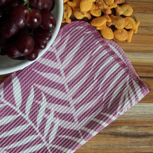Dish Cloth/Reusable Napkin - Palm Leaves Purple