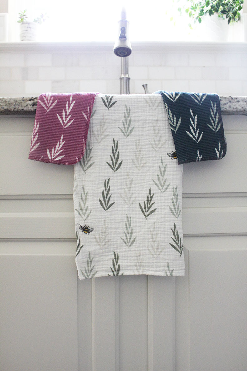 Dish Cloth/Reusable Napkin - Palm Leaves Purple