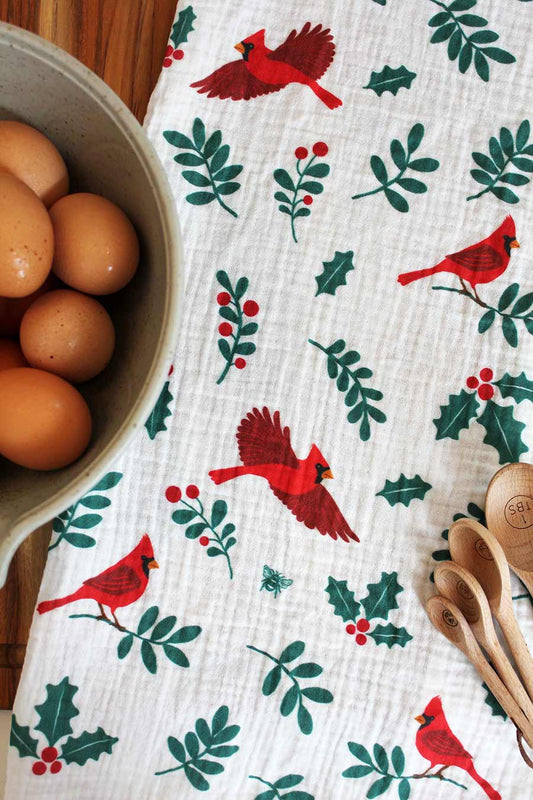 Tea Towel - Cozy Cardinals