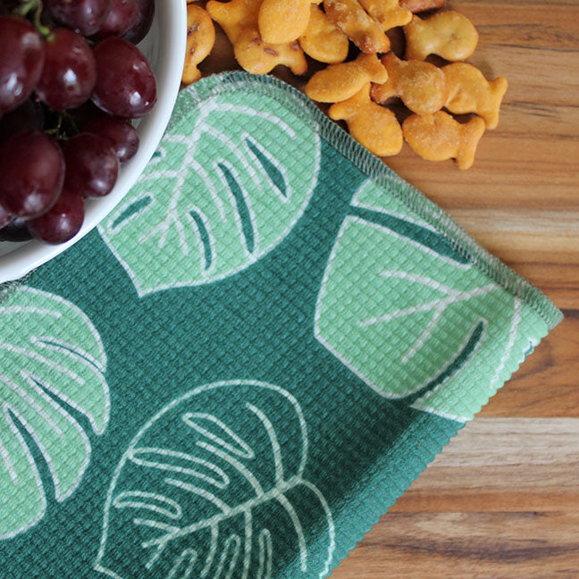 Dish Cloth/Reusable Napkin - Monstera Green