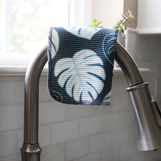 Dish Cloth/Reusable Napkin - Monstera Blue