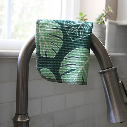Dish Cloth/Reusable Napkin - Monstera Green