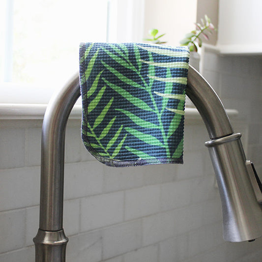 Dish Cloth/Reusable Napkin - Palm Leaves Blue